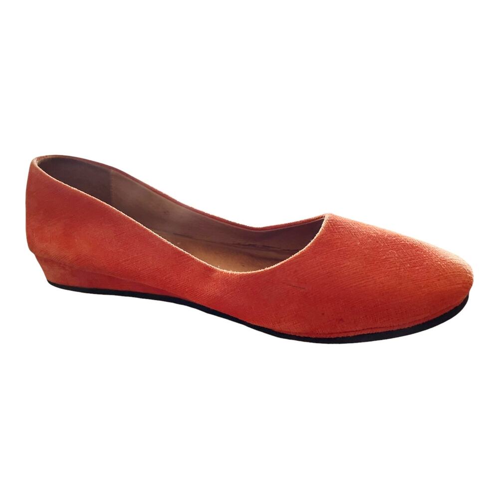 FRENCH SOLE FS/NY Leather Zeppa Ballet Flats Orange Round Toe Shoe Italy 8.5 EUC